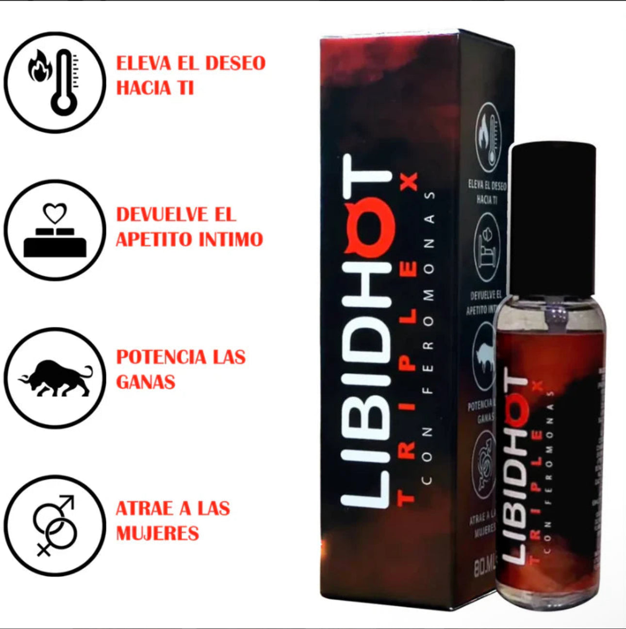 PERFUME DE FEROMONAS LIBIDHOT Versión 2.0 mejorada la presentación y la fijación hasta por 12 horas